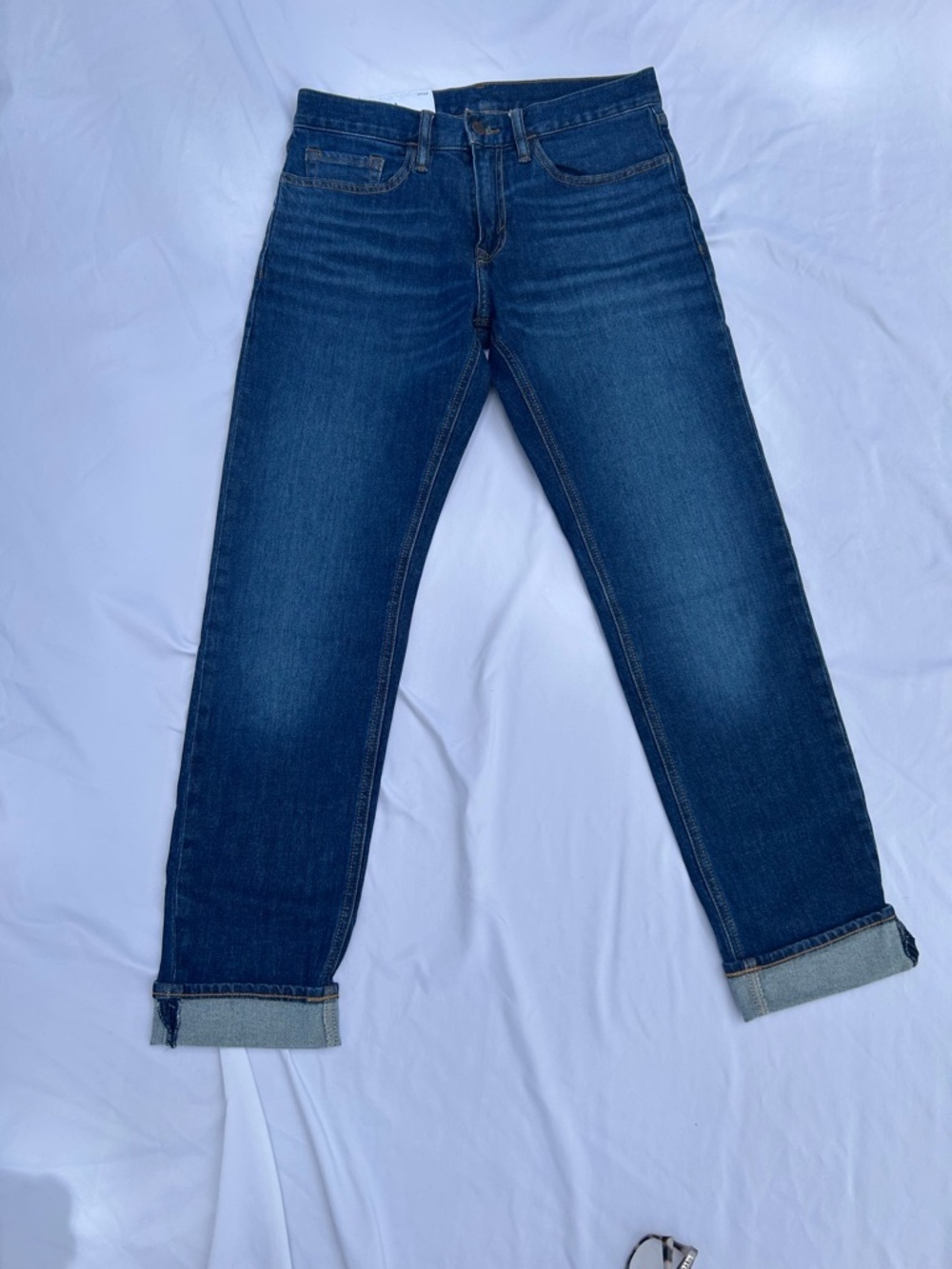 Classic Men's Dark Blue Straight Jeans cuffed size 30x32